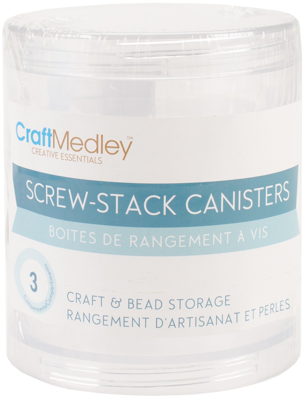 Craft Medley Bead Storage Screw-Stack Canisters 3/Pkg-2.75"X1"